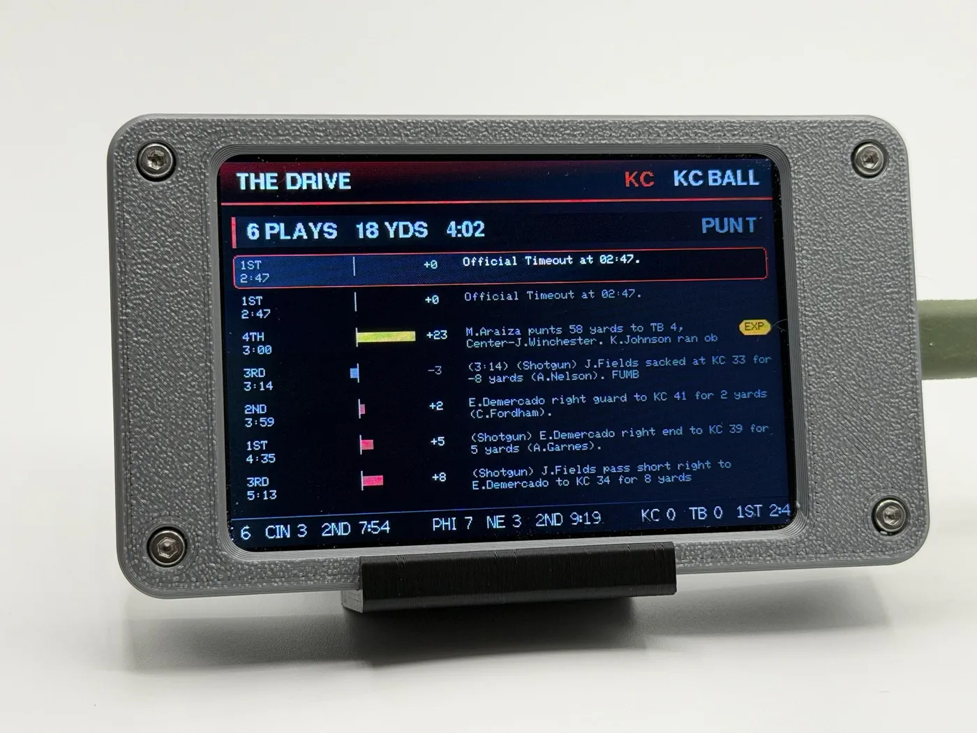 The Drive: the current possession play by play, with an explosive gain flagged